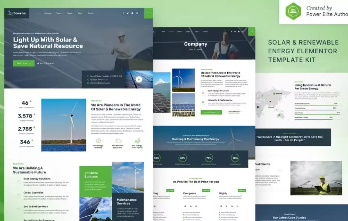 Dometric – Solar & Renewable Energy Elementor Template