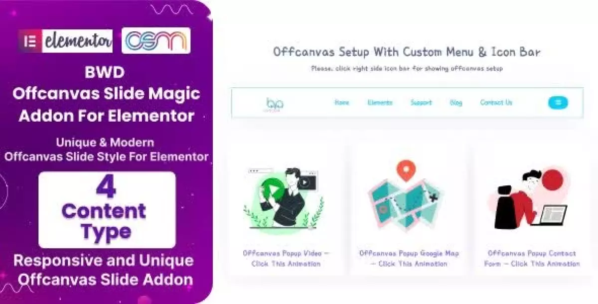 BWD Offcanvas Slide Magic Addon For Elementor