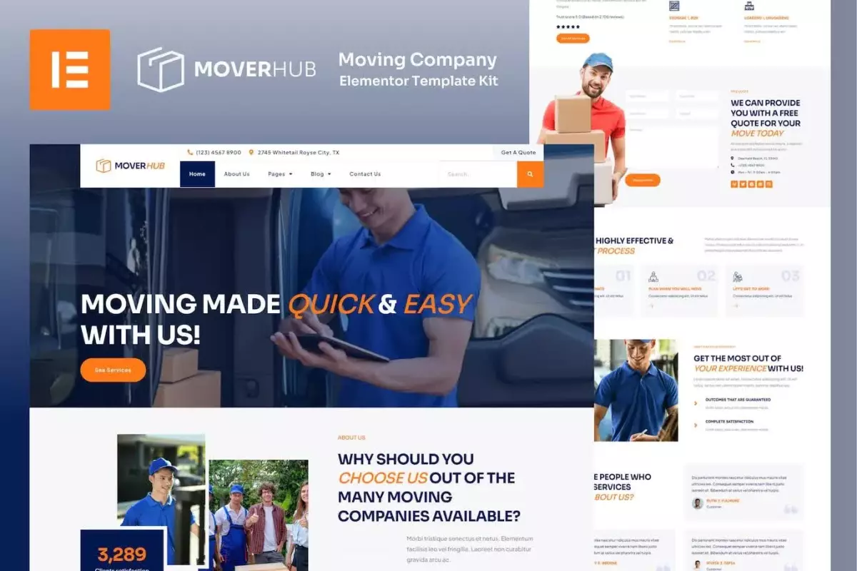 Moverhub - Moving Company Elementor Template