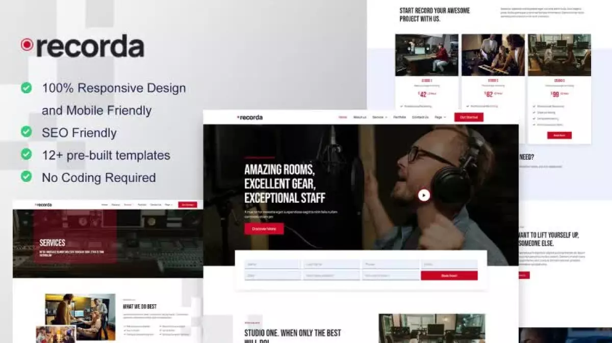 Recorda - Recording & Music Studio Elementor Template