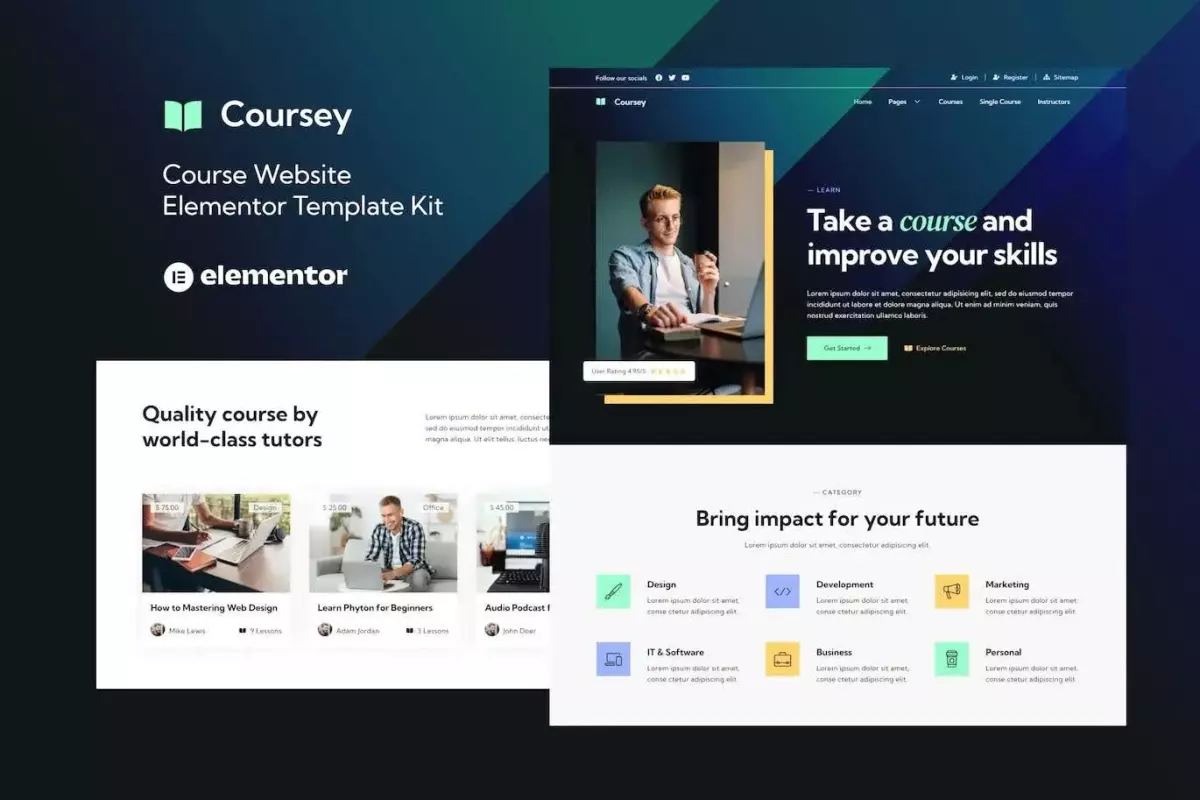 Coursey - Online Courses Elementor Template