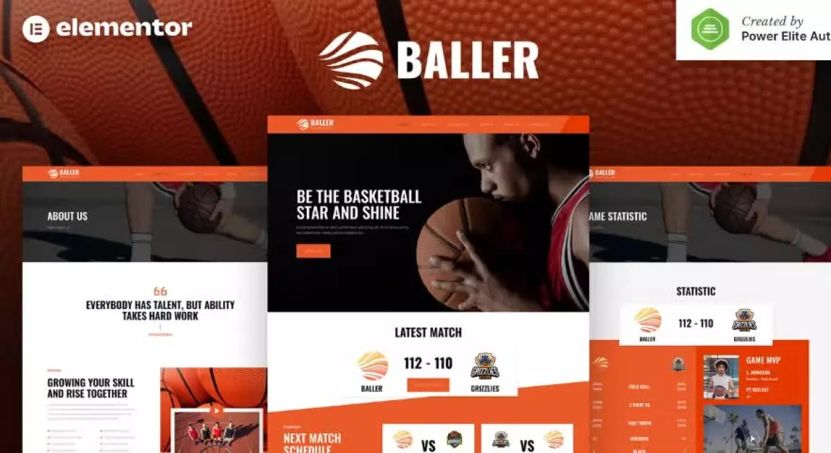 Baller – Basketball Team & Sports Club Elementor Template