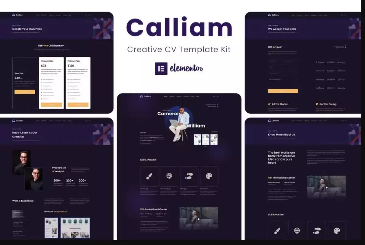 Calliam - Creative CV Elementor Template