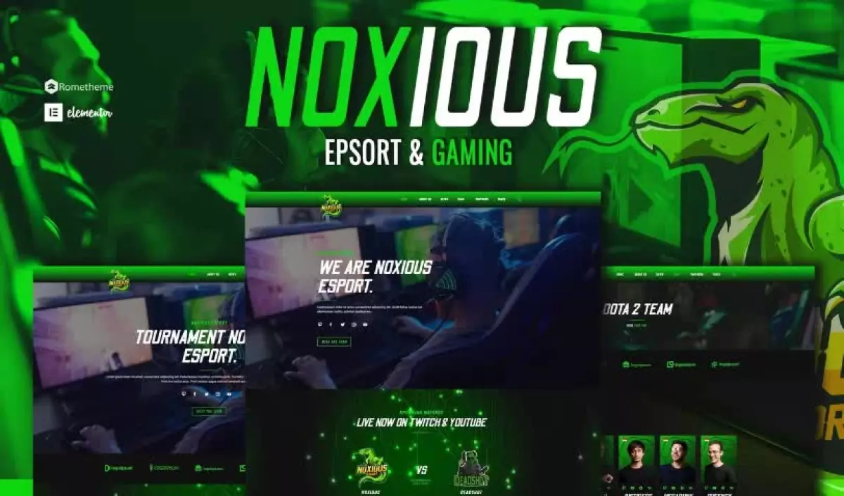 Noxious - Esport & Gaming Elementor Template