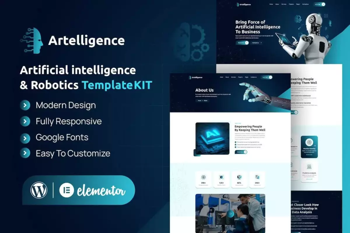 Artelligence - AI &amp; Robotics Elementor Template