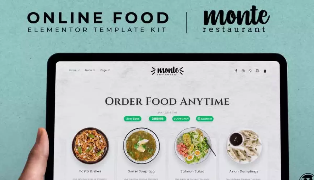 Monte - Online Food Elementor Template