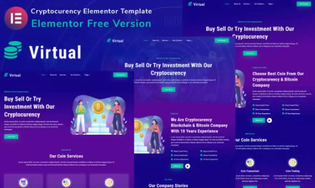 Virtual - Cryptocurency Blockchain & Bitcoin Elementor Template