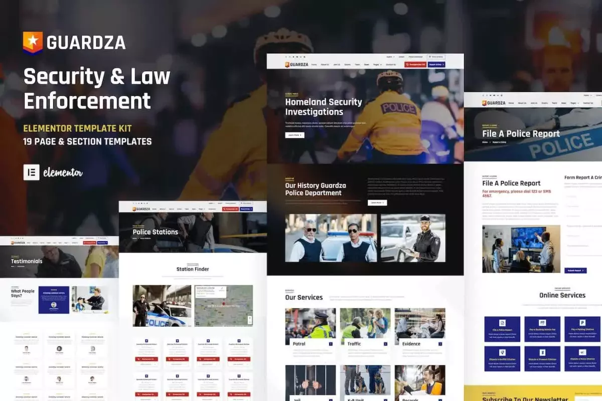 Guardza - Security &amp; Law Enforcement Elementor Template