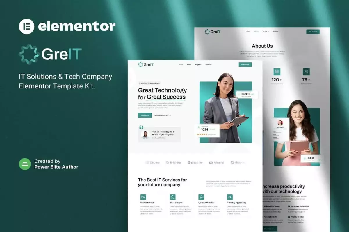 GreIT – IT Solutions &amp; Tech Company Elementor Template