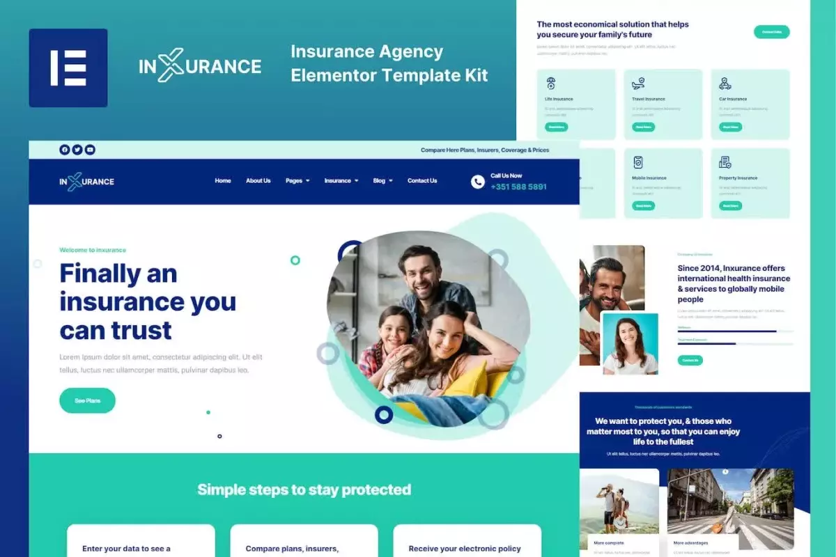 Inxurance - Insurance Agency Elementor Template