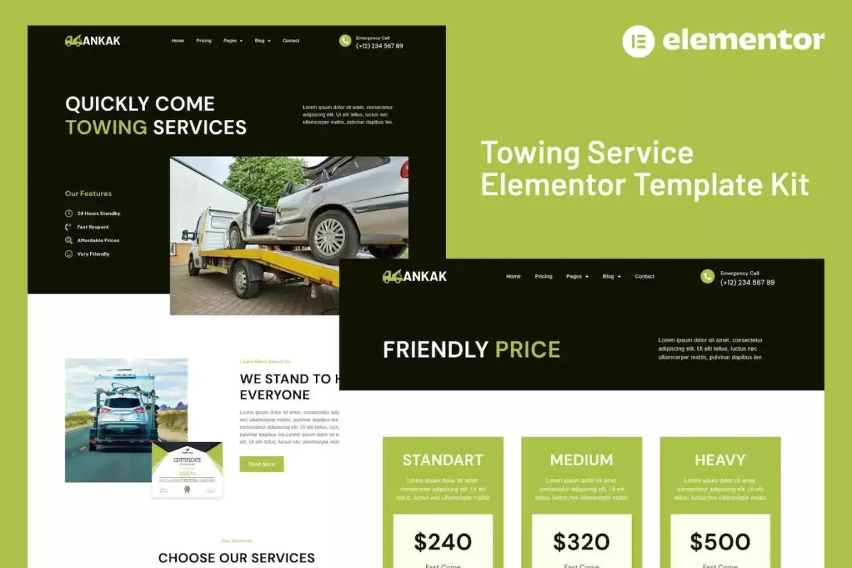 Ankak - Towing Services Elementor Pro Template