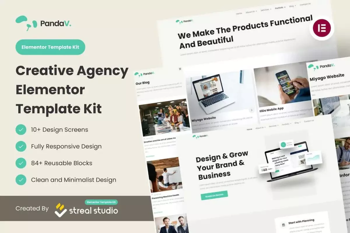 PandaV - Creative Agency Elementor Template