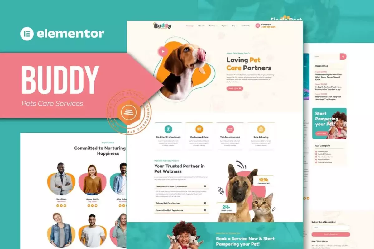 Buddy - Pet Care Services Elementor Template