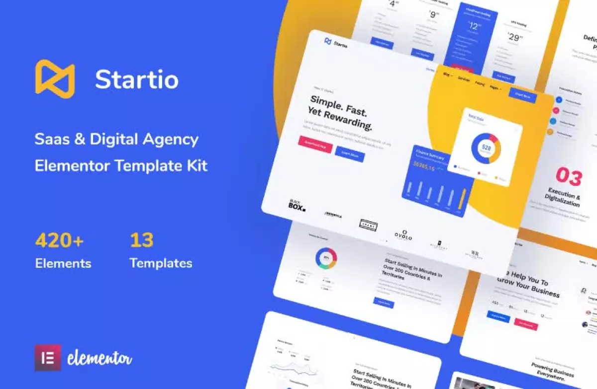 Startio - Saas & Digital Agency Elementor Template