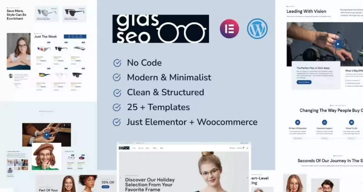 Glasseo - Eyewear Store Woocommerce Elementor Template Kit