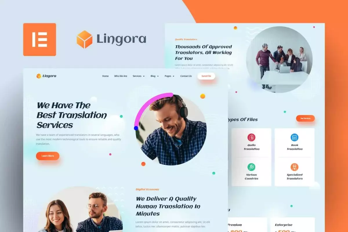 Lingora - Online Translation Services Elementor Template