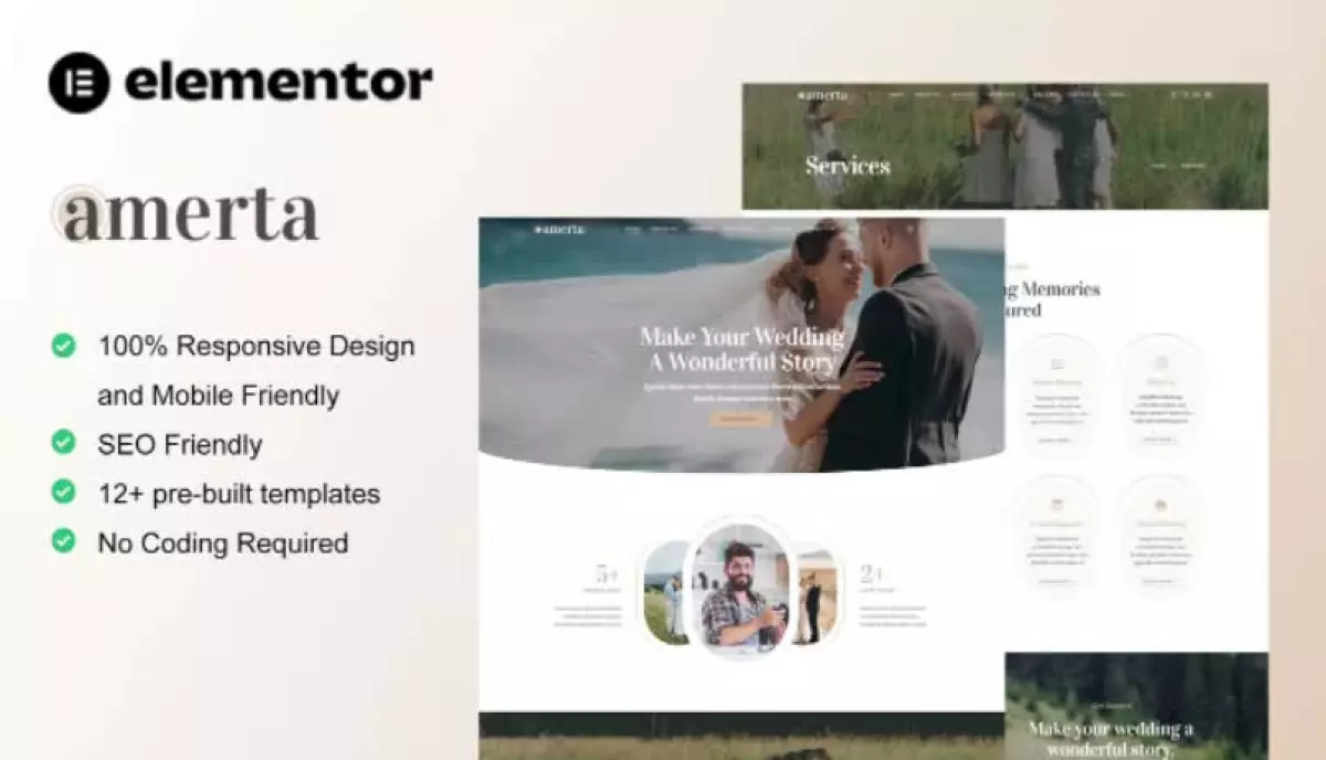 Amerta - Wedding Photography Service Elementor Template