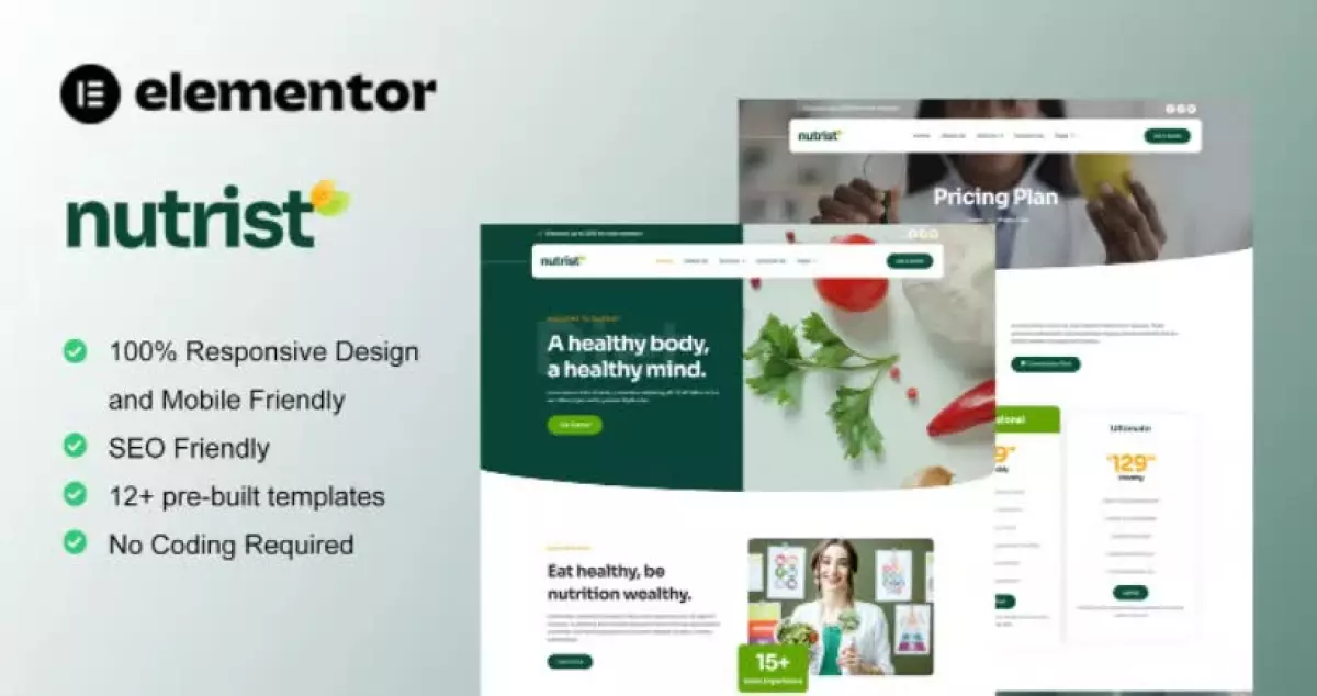 Nutrist - Healthy Food & Nutrition Service Elementor Template