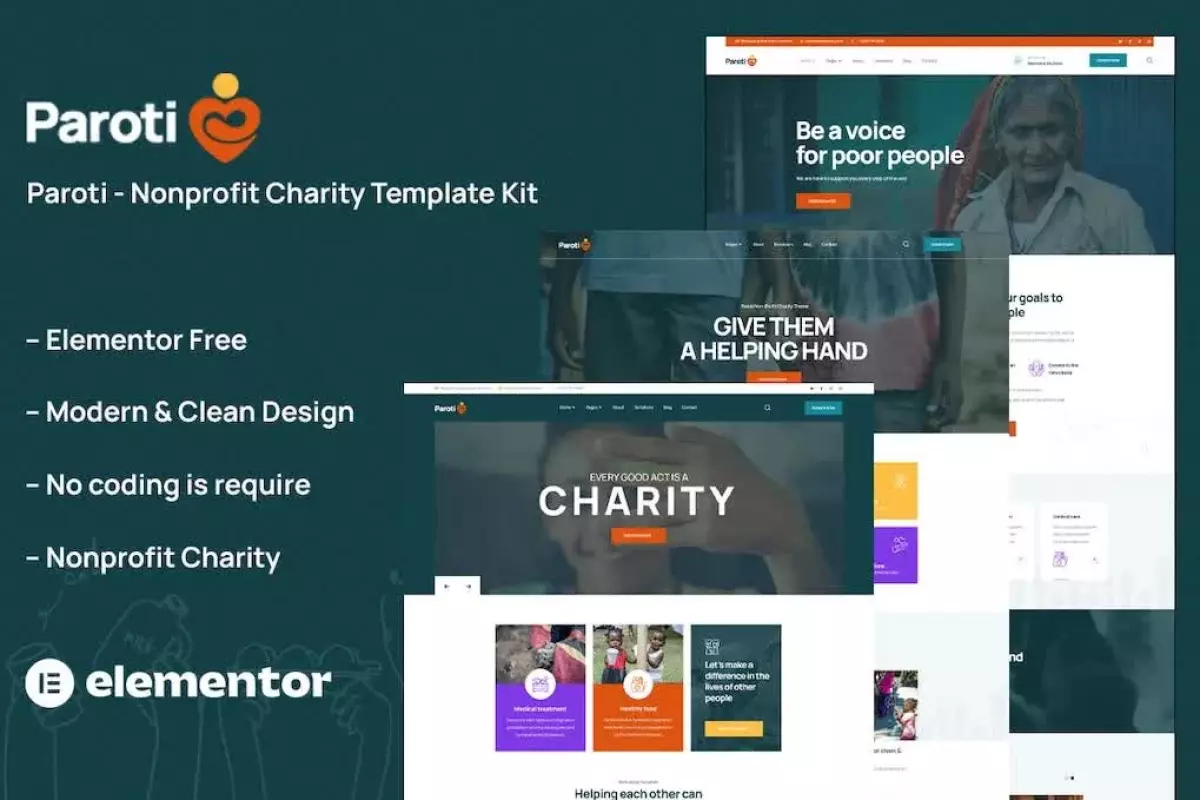 Paroti - Non Profit Charity Elementor Template