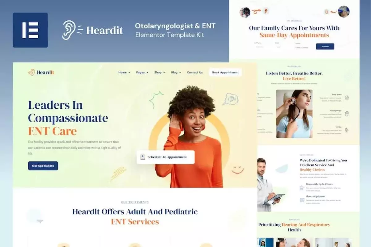 HeardIt - Otolaryngologist &amp; ENT Elementor Template