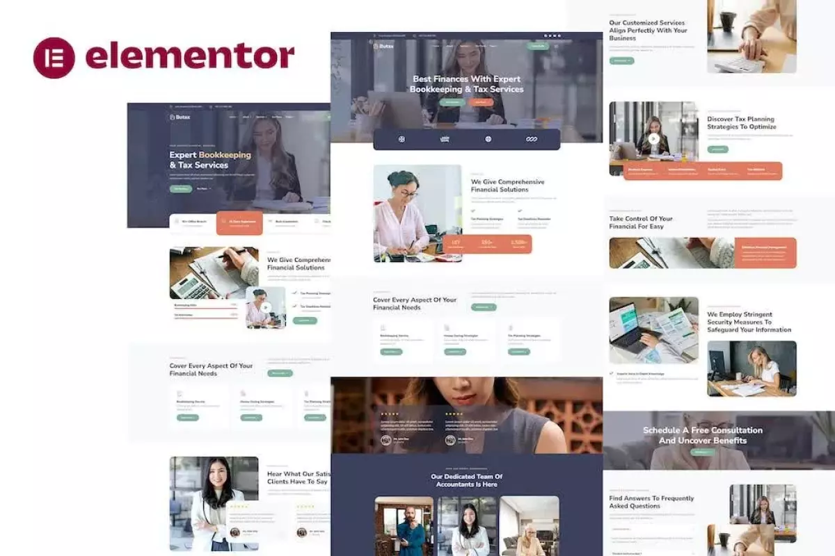 Butax - Tax Service &amp; Financial Advisor Elementor Template