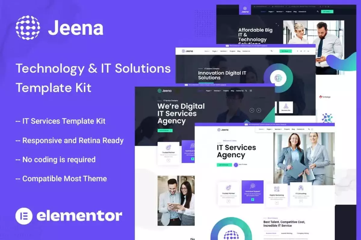 Jeena - Technology &amp; IT Solutions Elementor Template