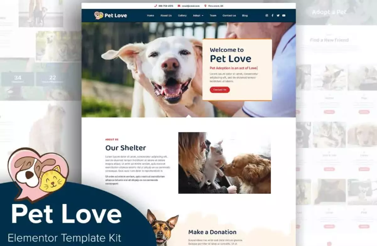 Pet Love - Animal Shelter Elementor Template