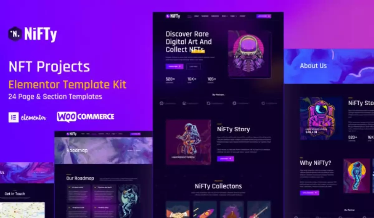 NiFTy - NFT Project & Portfolio WordPress Elementor Template