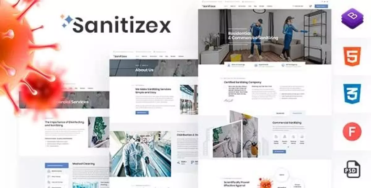 Sanitizex - Sanitizing and Cleaning Services WordPress Theme