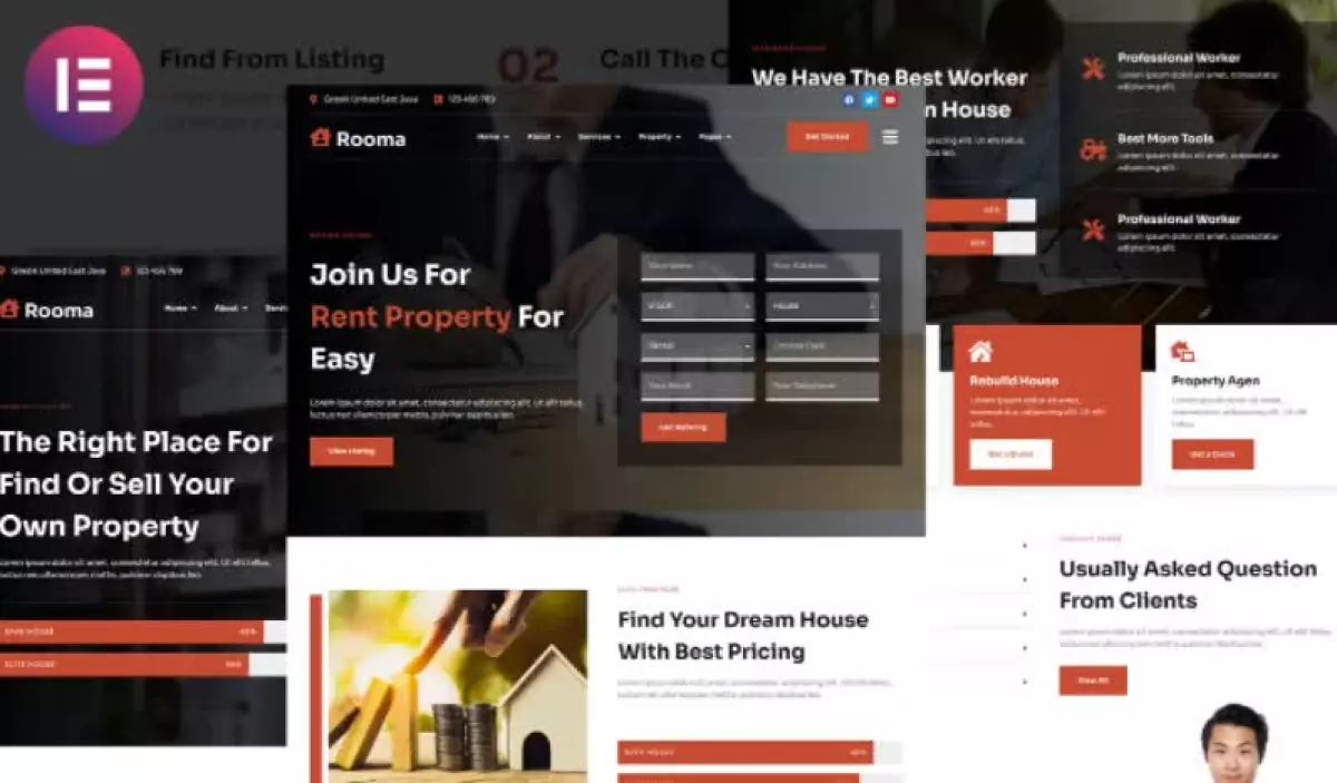 Rooma - Real Estate & House Developer Elementor Template