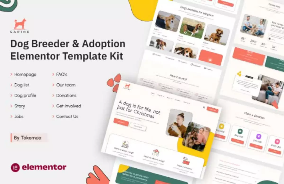 Carine | Dog Breeder & Adoption Elementor Template