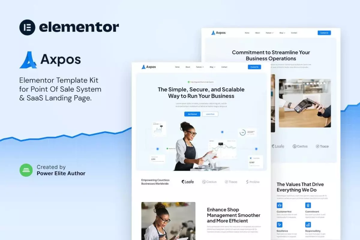 Axpos – Point Of Sale Software &amp; SaaS Landing Page Elementor Template