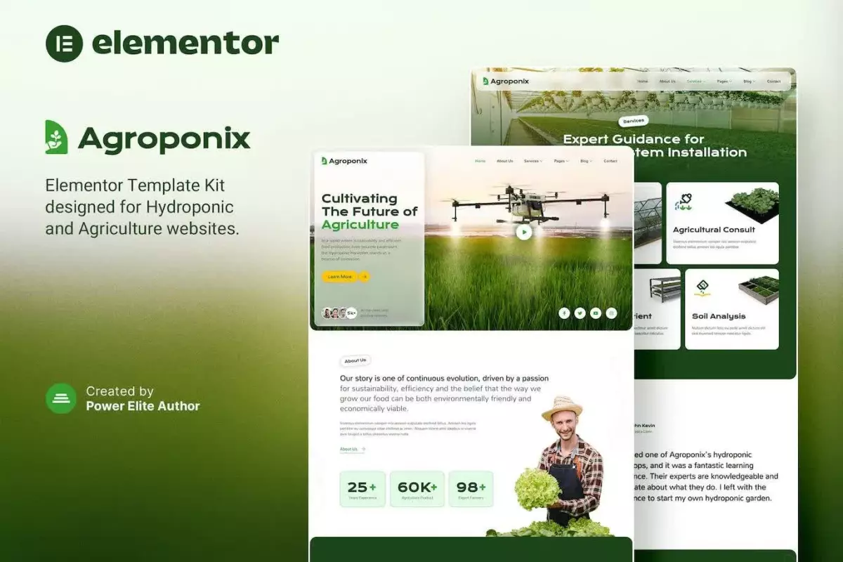 Agroponix – Hydroponic &amp; Agriculture Elementor Template