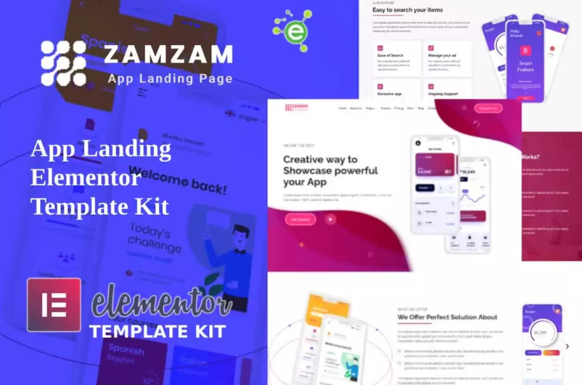 Zamzam - App Landing Elementor Template