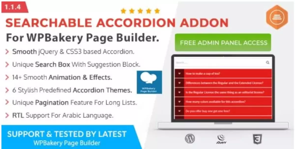 Ultimate Searchable Accordion - WPBakery Page Builder Addon