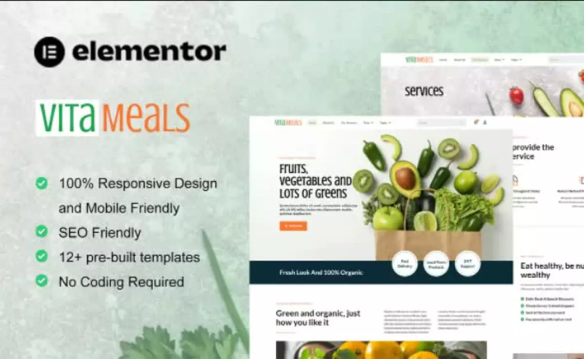 Vitameals - Fruits & Vegetables Store Elementor Template