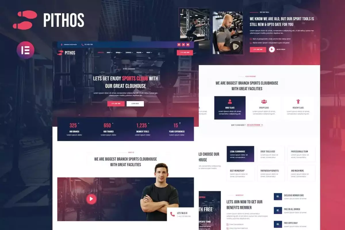 Pithos - Fitness Center &amp; Cloubhouse Elementor Template