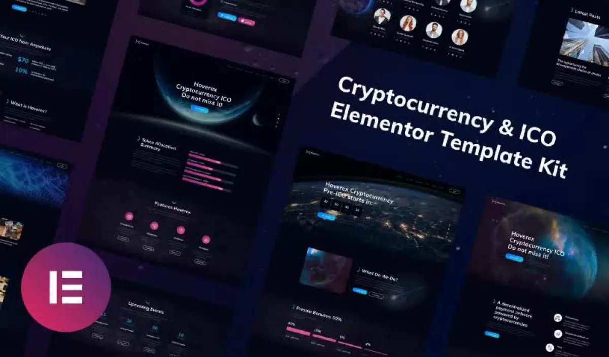 Hoverex | Cryptocurrency & ICO Elementor Template Kit