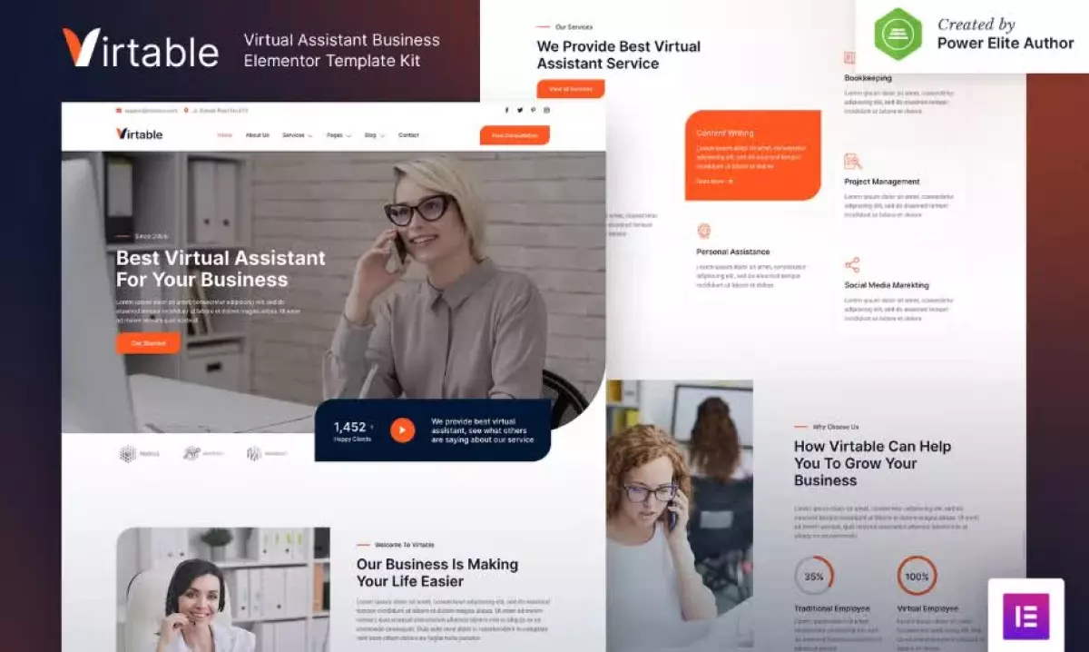 Virtable – Virtual Assistant Business Elementor Template