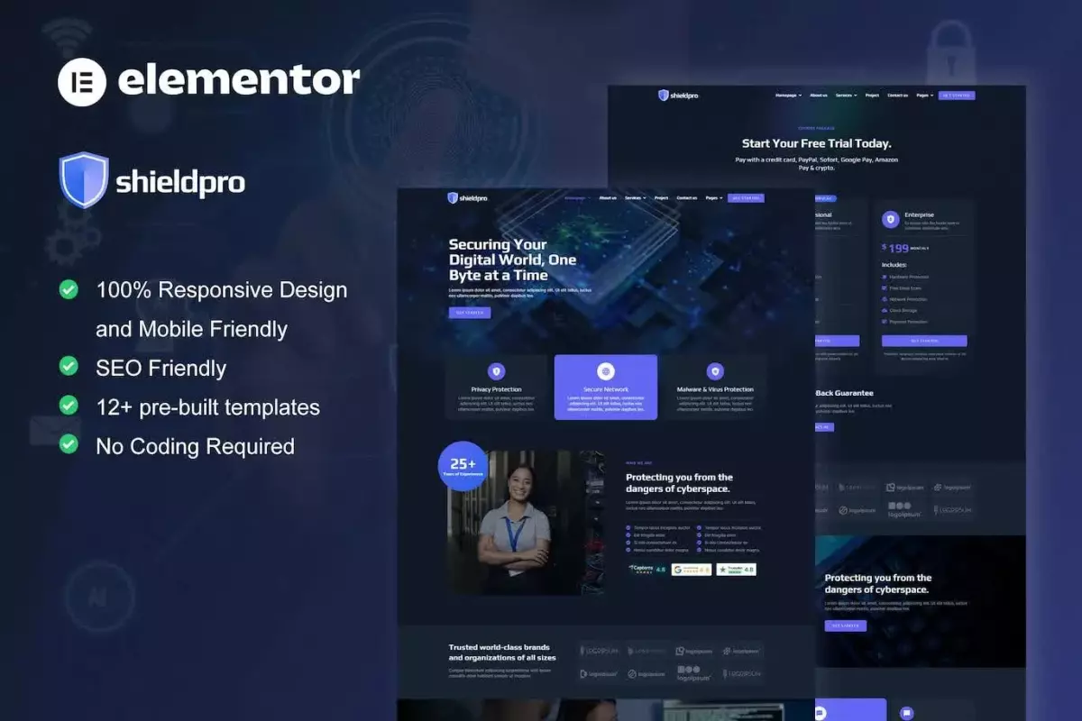 Shieldpro - Cyber Security Services Elementor Pro Template