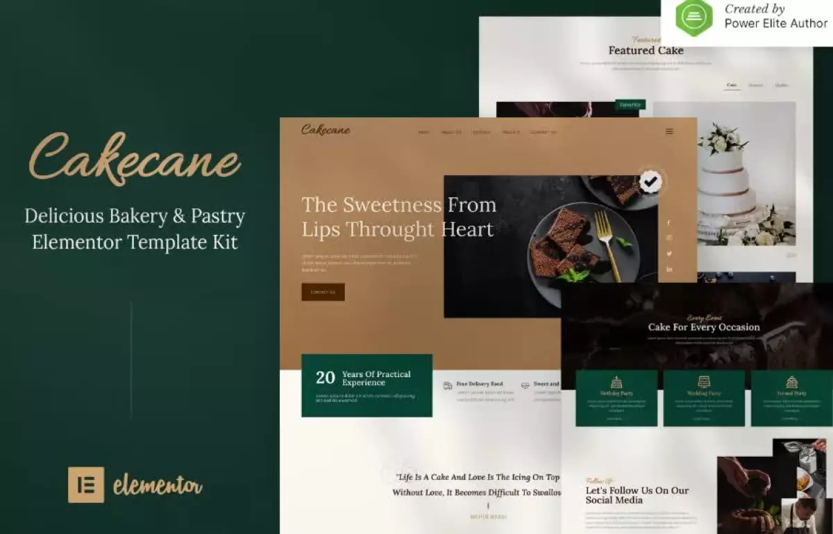 Cakecane – Cake & Pastry Elementor Template