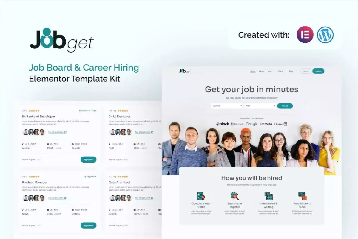 Jobget - Job Board &amp; Career Hiring Elementor Template