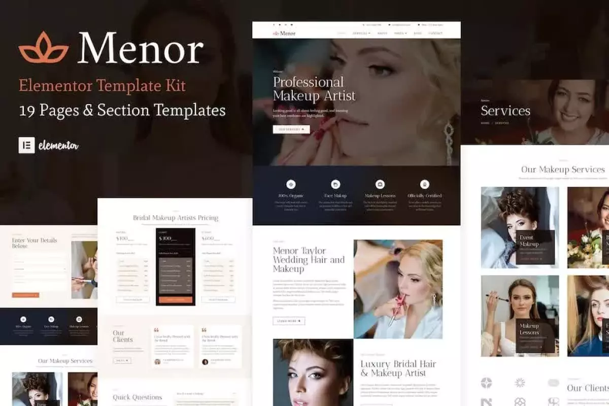 Menor - Makeup Artist &amp; Hair Stylist Elementor Pro Template