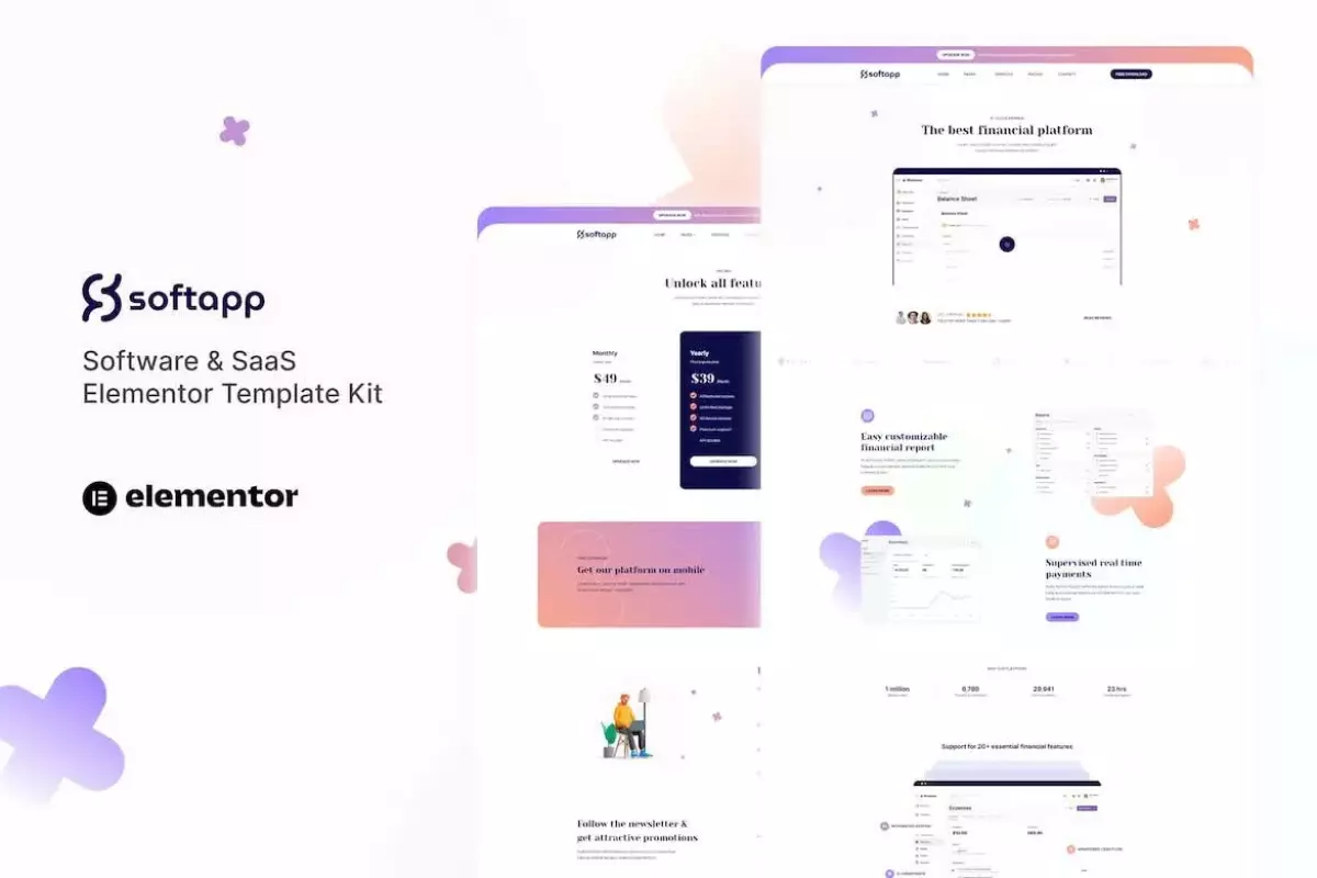 Softapp - Software &amp; SaaS Elementor Template