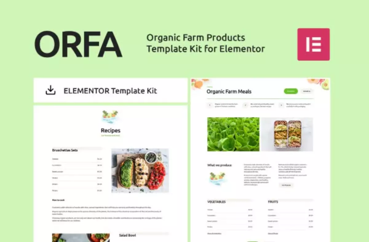 ORFA - Organic Farm Products Elementor Template