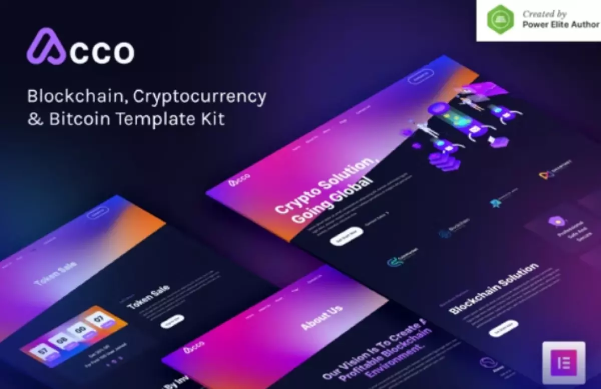 Acco – Blockchain Cryptocurrency &amp; Bitcoin Elementor Template Kit