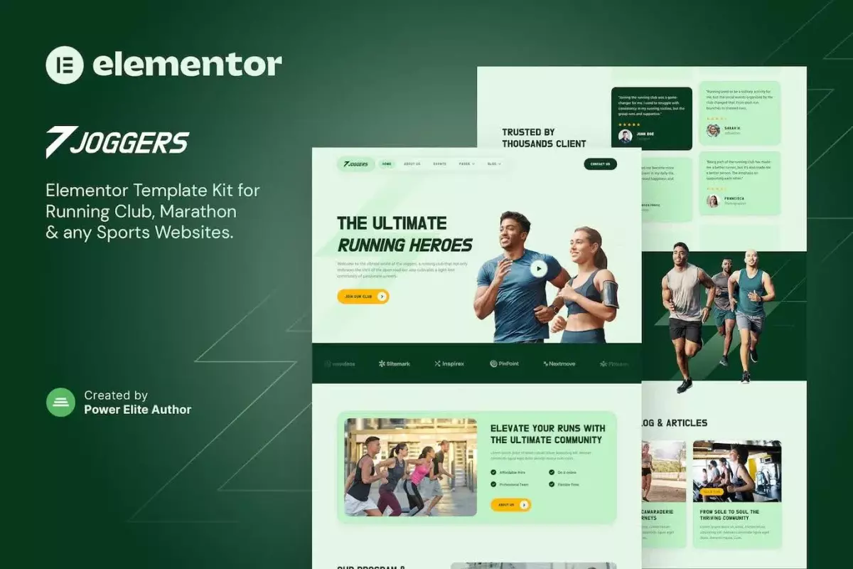 Joggers – Marathon Running Club &amp; Sports Events Elementor Template