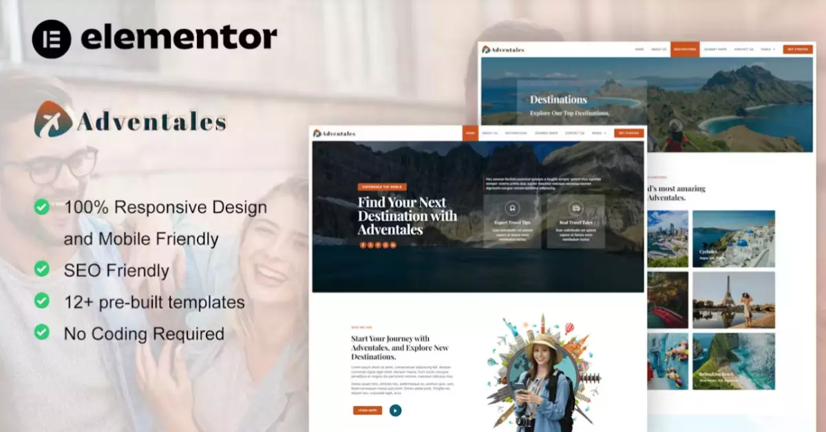 Adventales – Modern Travel Blog Elementor Template Kit