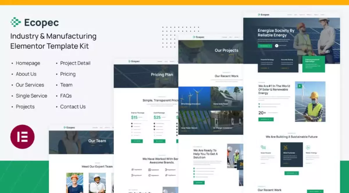 Ecopec | Solar & Renewable Energy Elementor Template Kit
