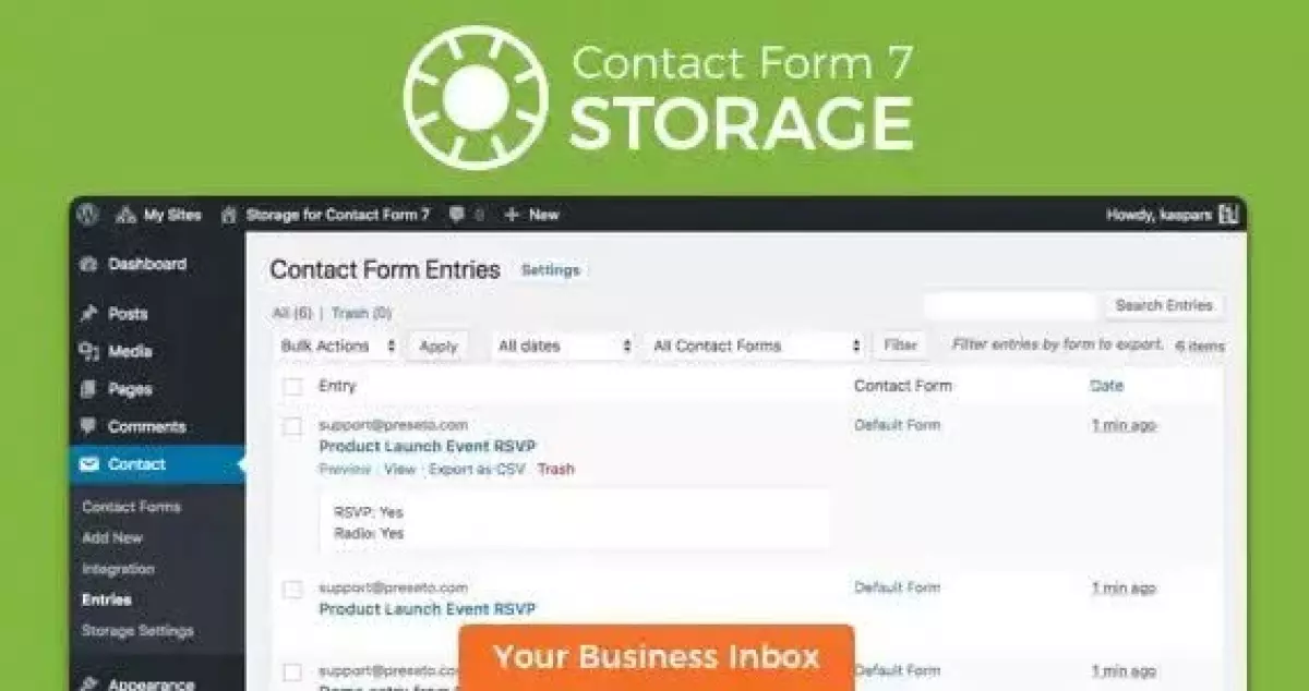 Storage for Contact Form CF7